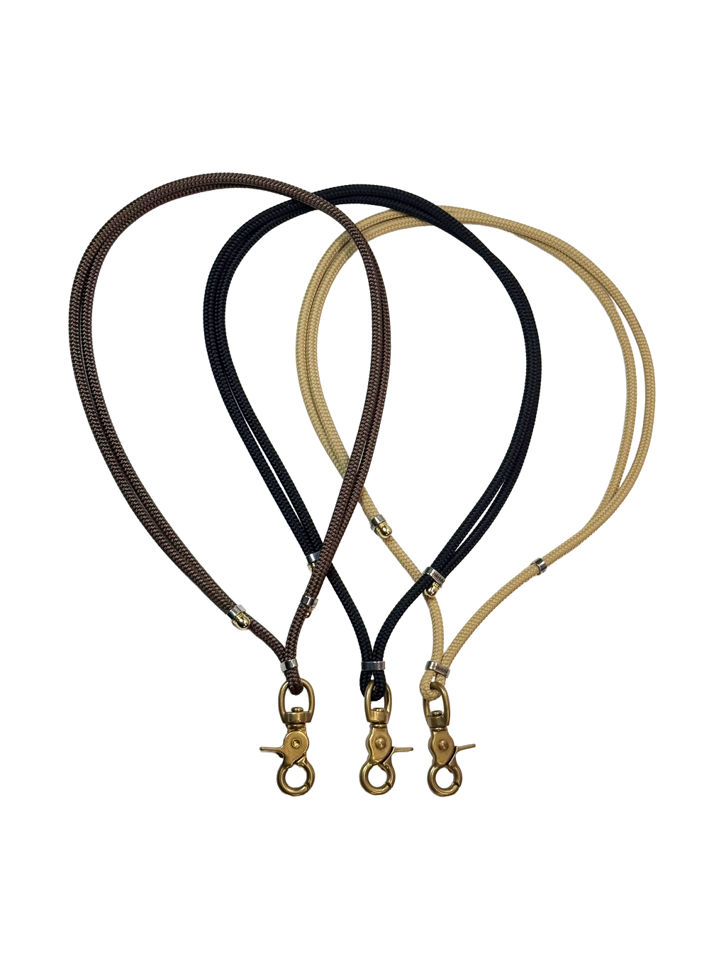 Three rope lanyards with brass clasps