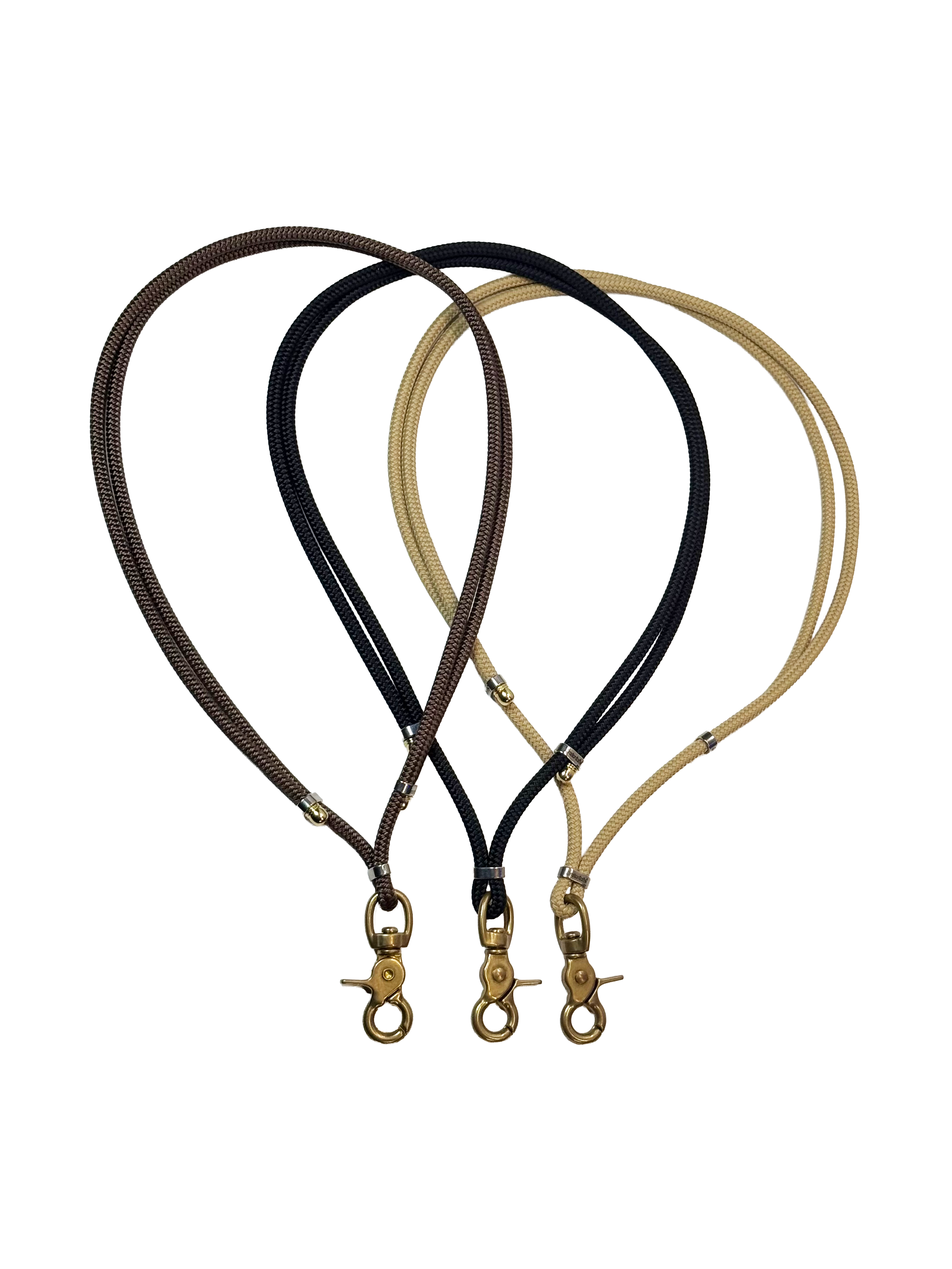 Three rope lanyards with brass clasps