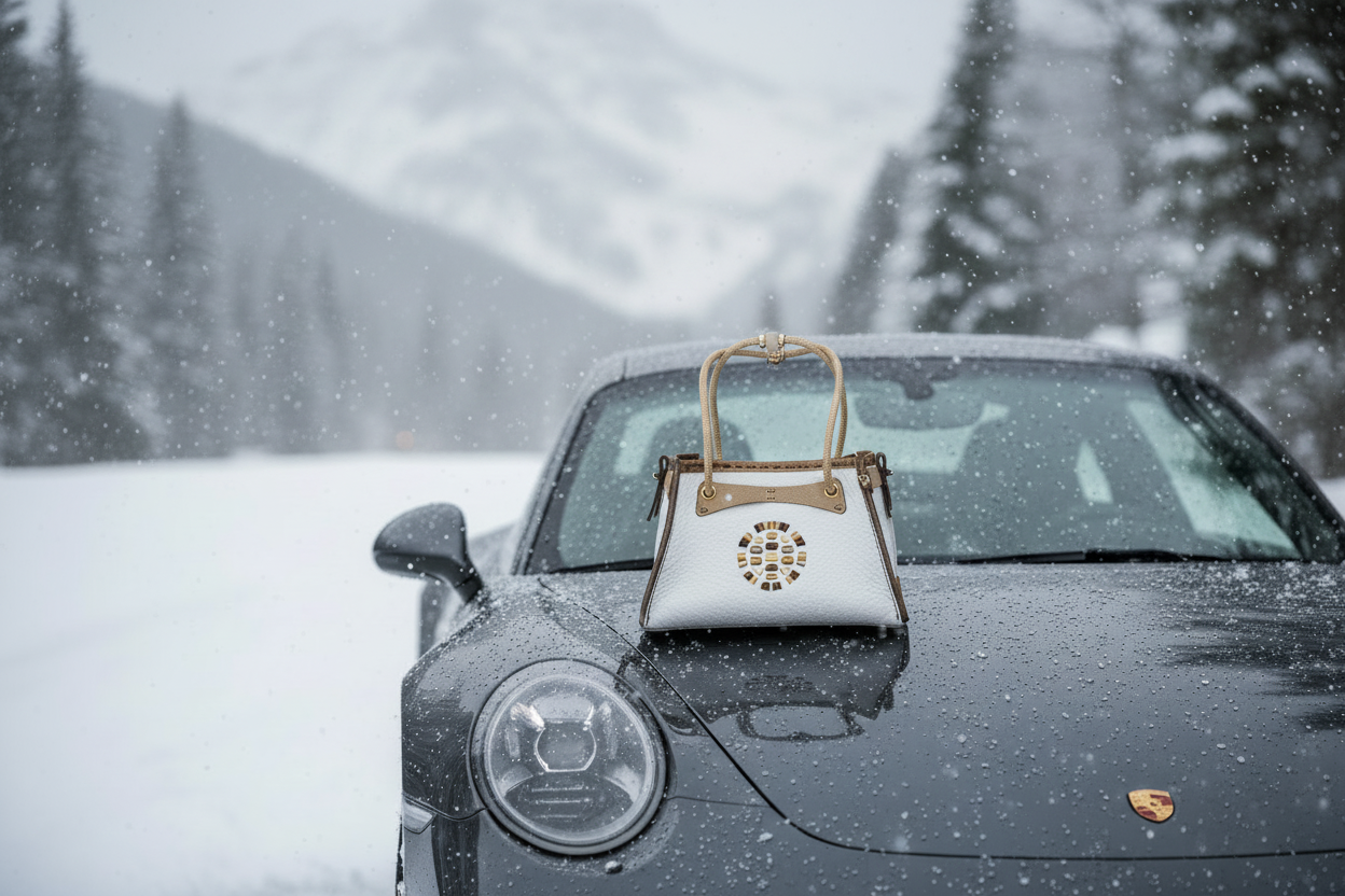 Marrakesh StarBell on Porsche with mountain backdrop